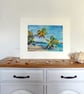 Original  Watercolour of Idyllic Tropical Beach - Image 2