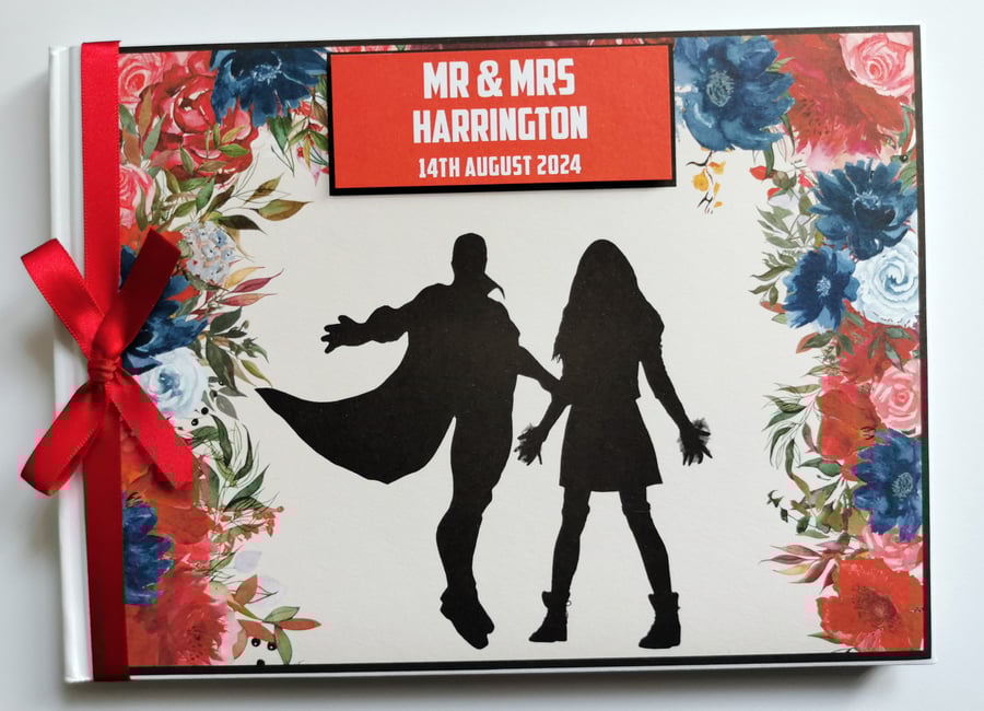 Wanda and Vision wedding guest book, superheroes wedding guest book