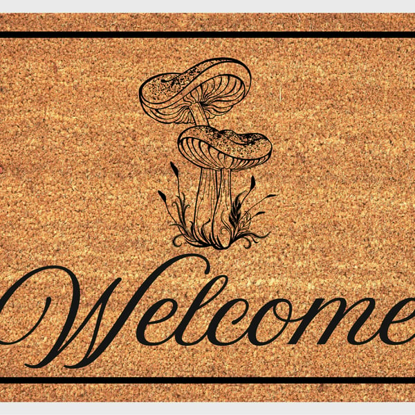 Mushroom Door Mat - Personalised Mushrooms Welcome Mat - 3 Sizes
