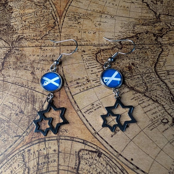 Scotland Flag Earrings -Handmade Jewellery - St Andrews - Saltire