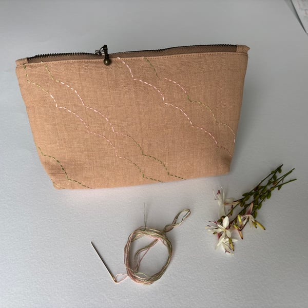 Linen purse, Linen pouch, Dusky pink
