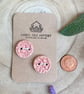 Two Decorative 20mm Pink Ceramic Buttons - Image 4