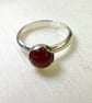 Sterling Silver Ring with Carnelian Gemstone,  size N-O - Image 3
