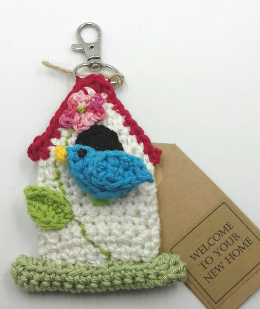 Crochet Birdhouse Key Fob 