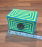 Business card holder - button closure with neon yellow and light blue pattern - Image 5