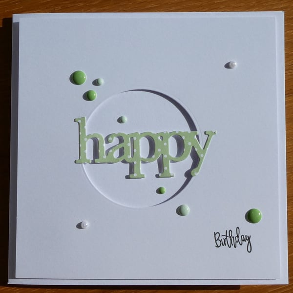 Happy Birthday Card - Green Polka Dots