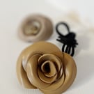 Leather Rose Pendant Necklace - warm Camel