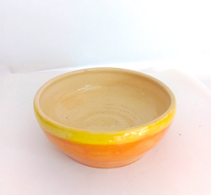  yellow Orange Ceramic Serving Bowl: Handmade Pottery, 400ml