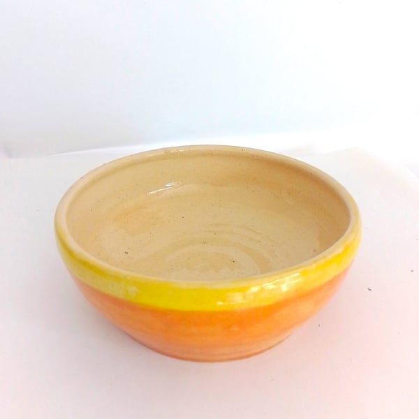  yellow Orange Ceramic Serving Bowl: Handmade Pottery, 400ml