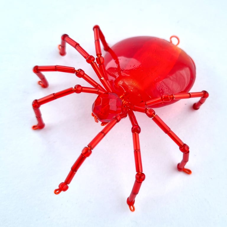 Large Hanging Christmas Glass Beaded Spider Decor