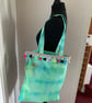 Tie dyed and hand painted tote with colourful turtle design  - Image 4