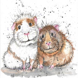 Guinea Pigs best friends original painting 