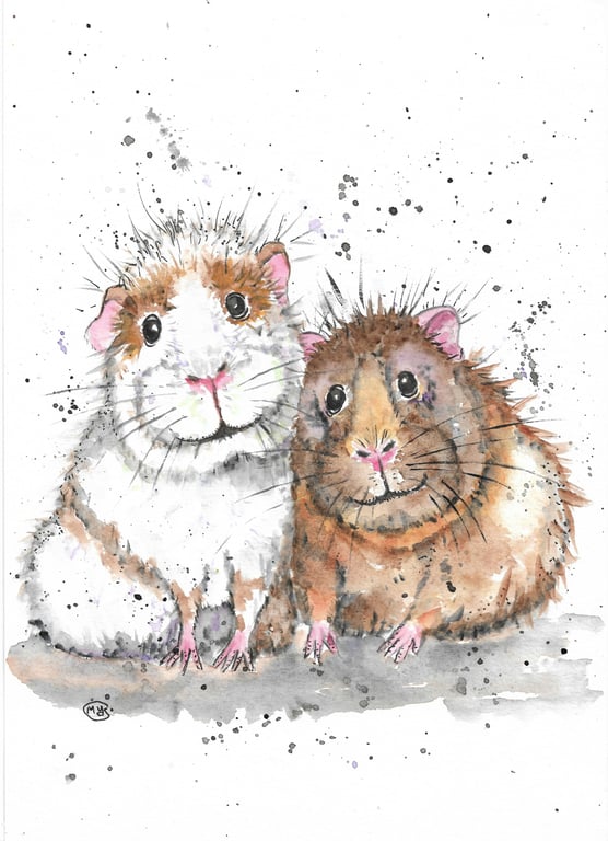 Guinea Pigs best friends original painting 