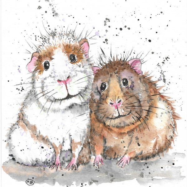 Guinea Pigs best friends original painting 