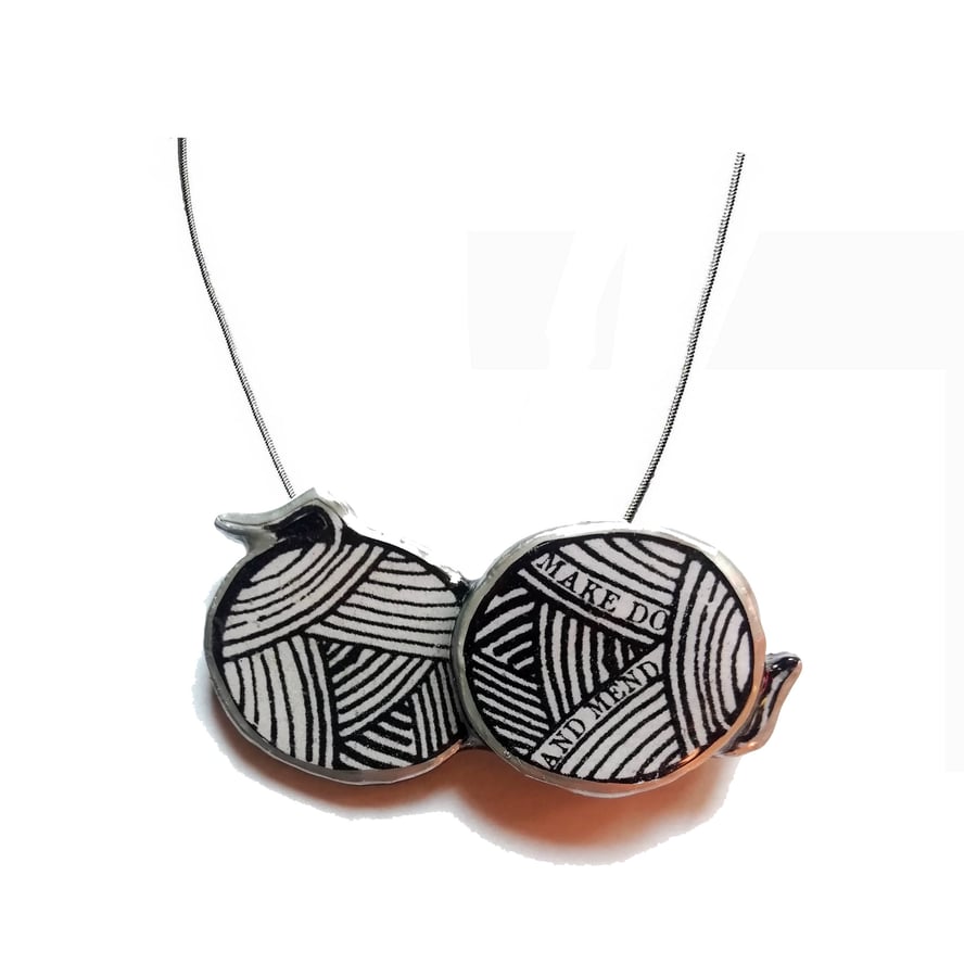 Crafty Make Do & Mend Balls  of Wool Necklace by EllyMental
