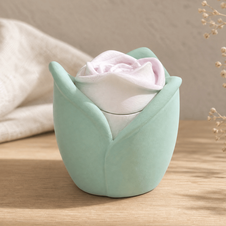Hand Painted Mint Green and Pink Rose Jewellery Box, Floral Trinket Pot