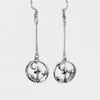 MUSHROOM HOOP EARRINGS drop bar silver plate magic boho goth punk kawaii circle