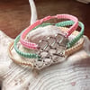 Friendship Bracelet - Macrame Adjustable Bracelet - Hearts - Pastel