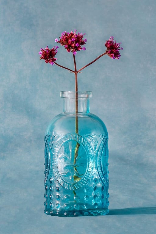 Verbena in blue bottle print