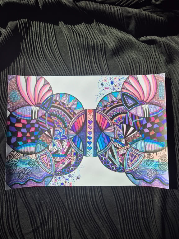 Original Abstract Art - A4 Unframed Zentangle Art - Harmony