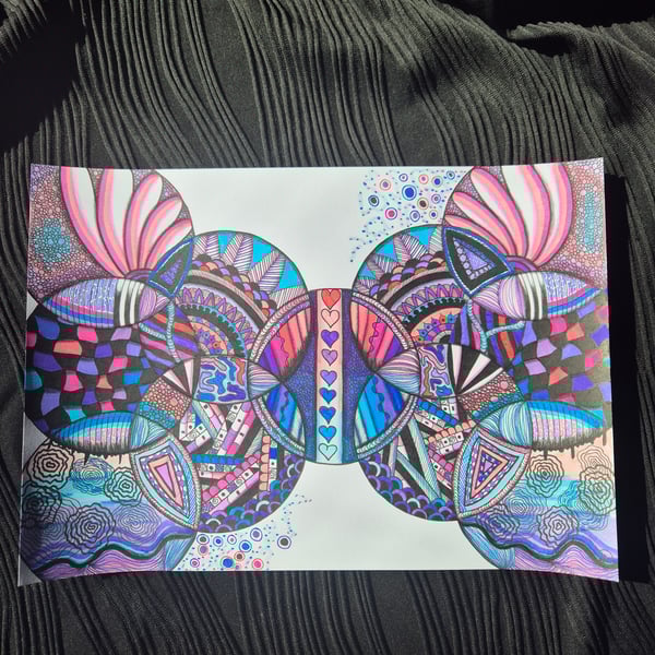 Original Abstract Art - A4 Unframed Zentangle Art - Harmony