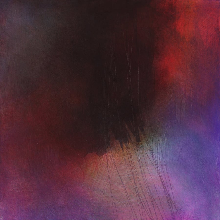 Mars Rise - deep red planet abstract painting - landscape painting on canvas