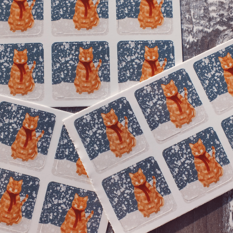 Ginger Cat Christmas Envelope Stickers - Set of 6
