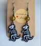 Quirky Dinosaur Earrings - T Rex Skelly design 1 - Image 6