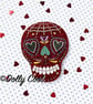 Sugar Skull Acrylic Brooch in Red Glitter by Dolly Cool - Day of The Dead - Fake