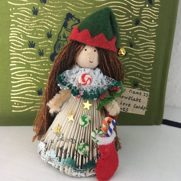Elf Fairy Doll Christmas Decoration - Folded Book Art 