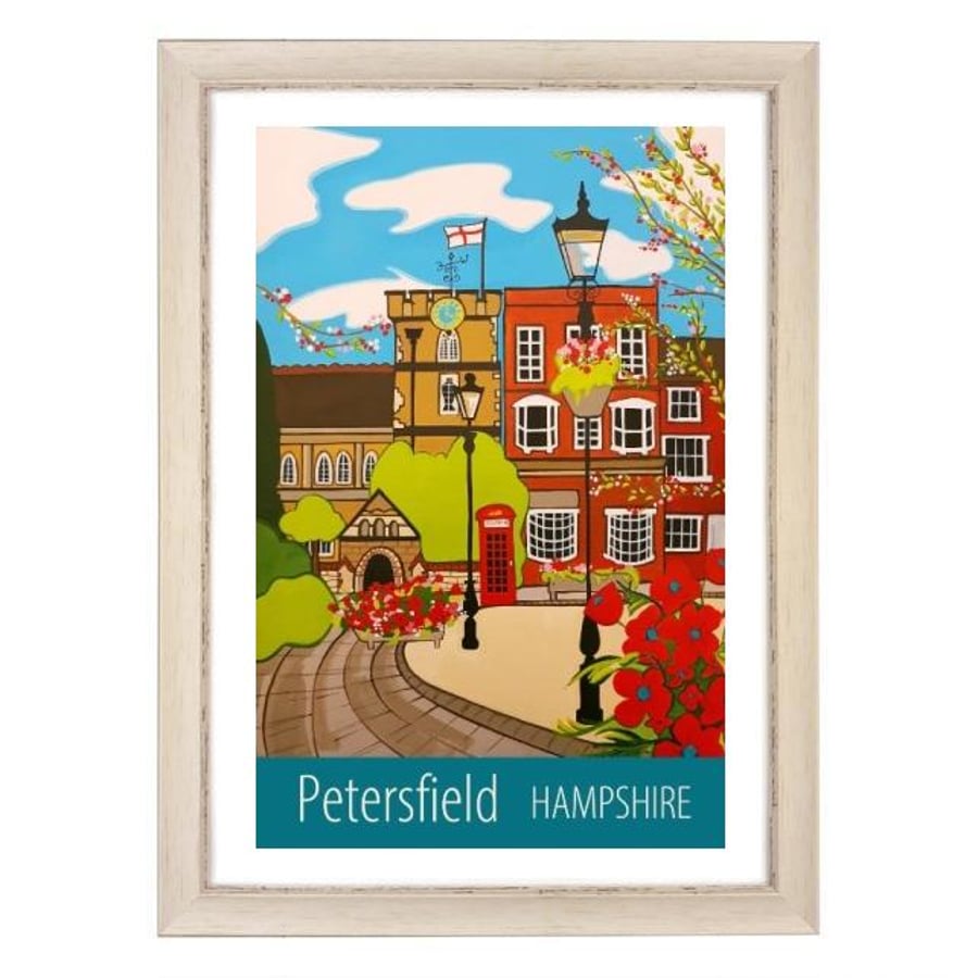 Petersfield Hampshire print - white frame
