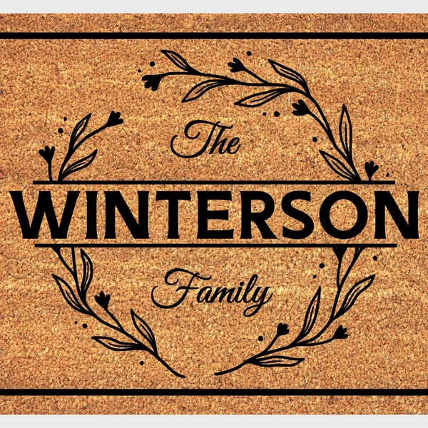 Personalised Surname Door Mat - Customised Family Name Welcome Mat - 3 Sizes