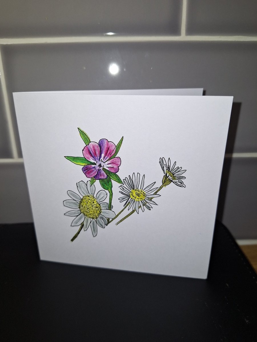 Image of Original Hand Painted Greetings Card - Wildflowers