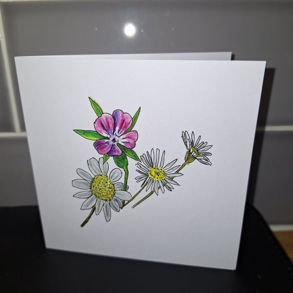 Original Hand Painted Greetings Card - Wildflowers