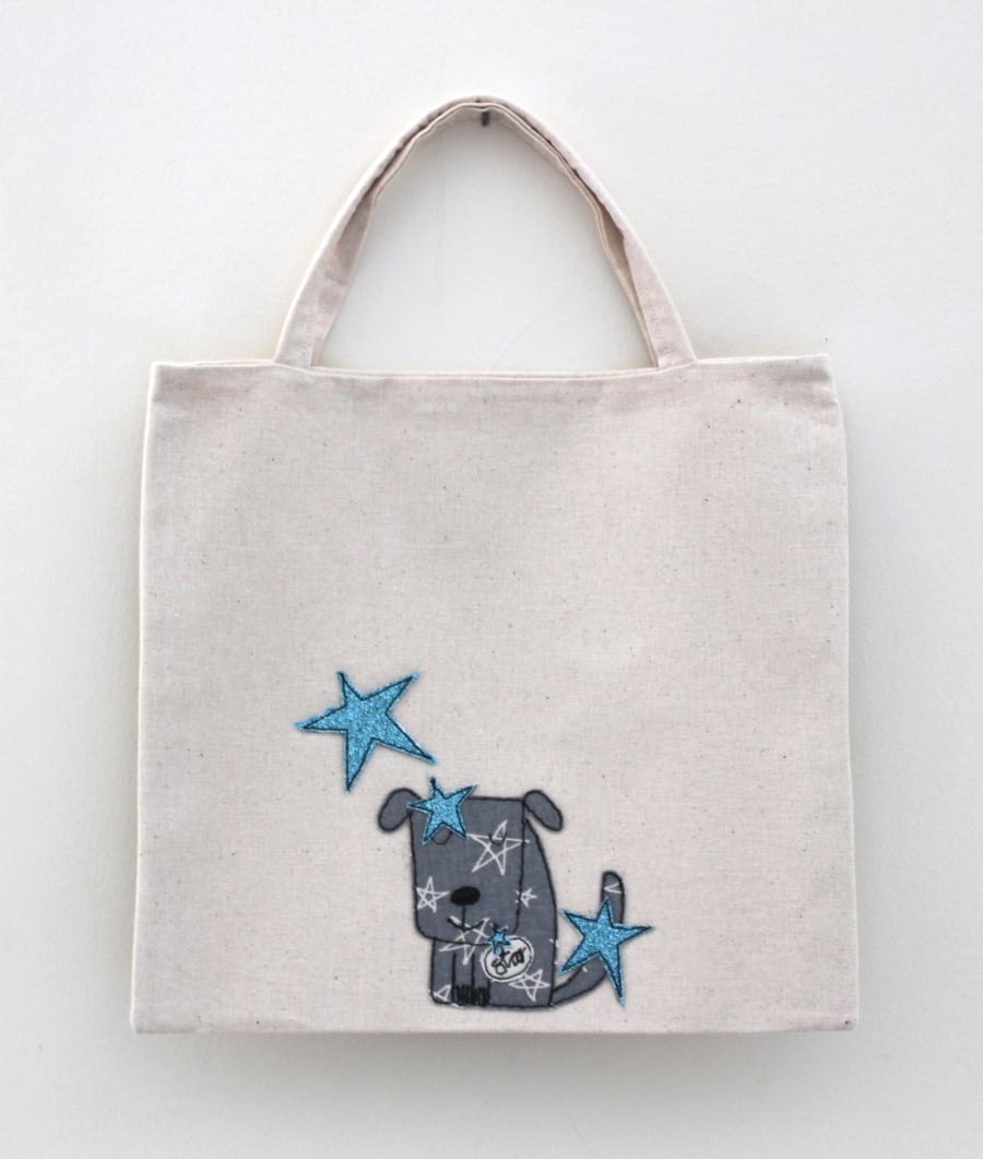 Lined Mini Tote Bag with Star Doggie