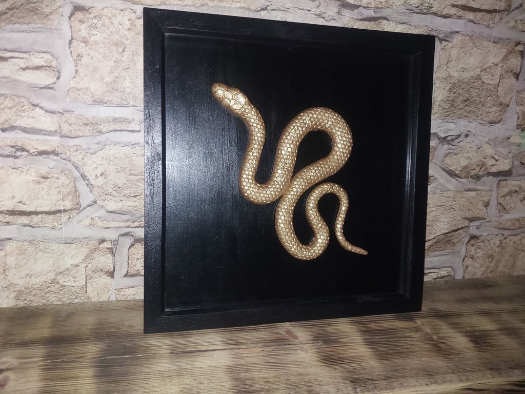 Framed Snake Wall Art Gold Snake Wall Hanging Home Goth Decor 