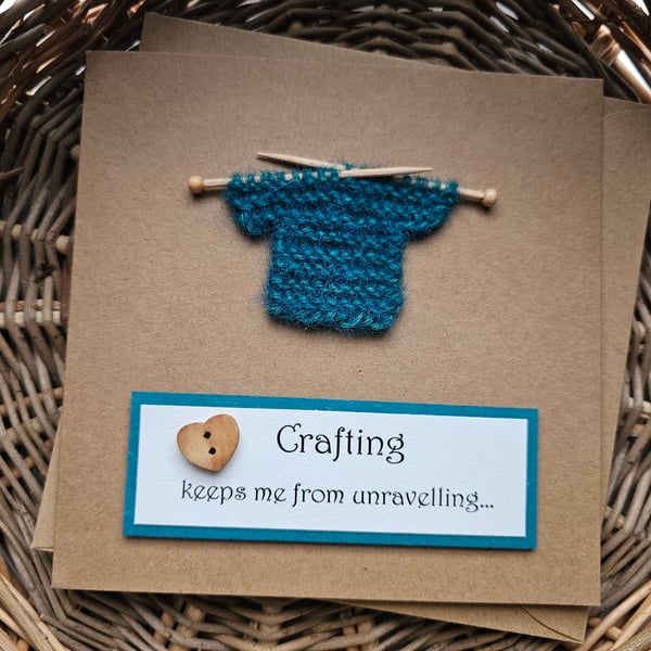Carrd for Crafter with Little Knitted Jumper Teal Size 5" x 5"