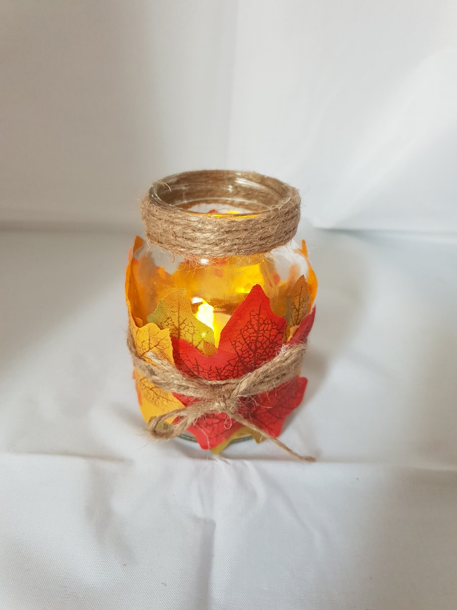 Autumn leaves tea light holder