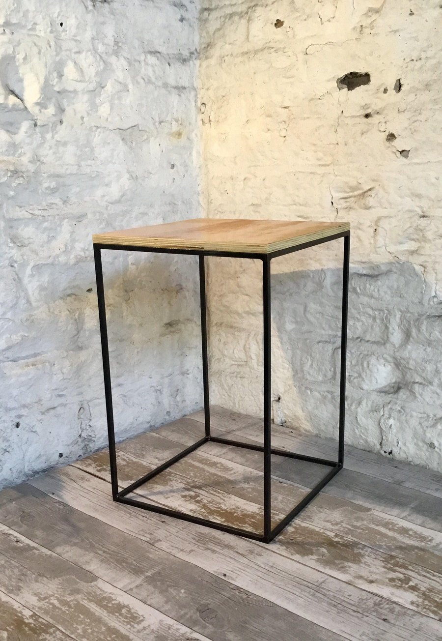 Handmade in the UK Industrial Style Minimal Side Table Modern Display Thin Narro