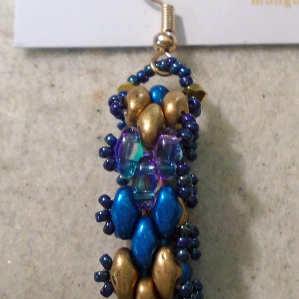 Brickwork-pattern bead earrings (customisable)