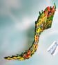 Fused Glass Wavy Panel - Large - Green - Orange - Yellow - Image 6