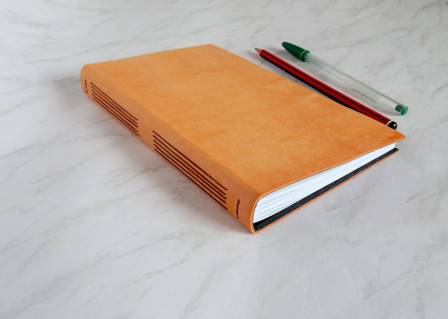 Italian Leather Journal, Sketchbook. Hand bound book, long stitch binding. 