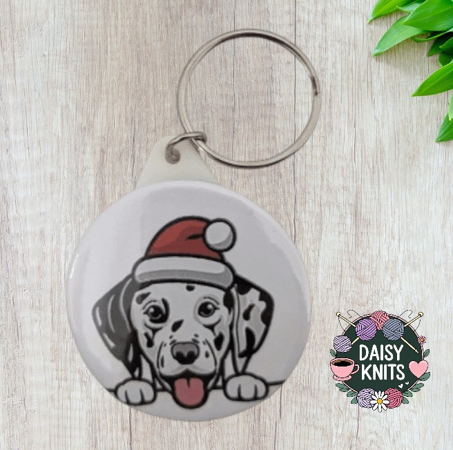 Dalmatian Dog Keyring with Santa Hat – Ideal Christmas Gift for Dalmatian Owners