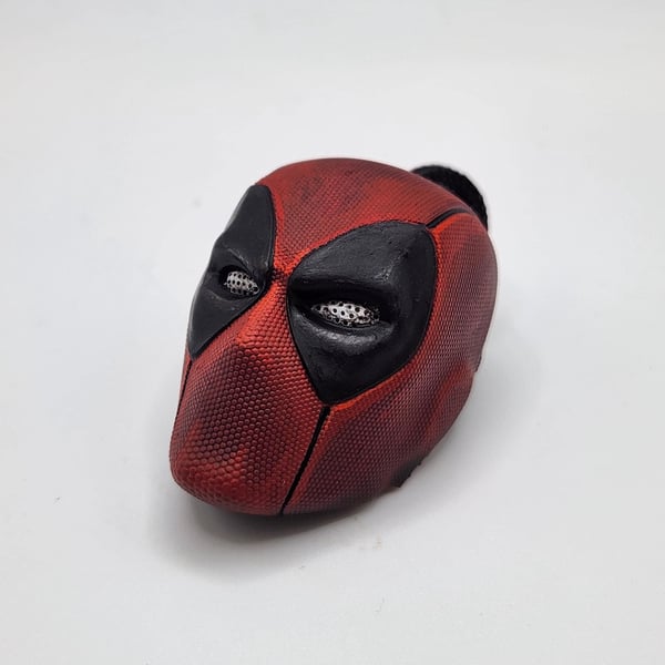 Deadpool Mask Rear View Mirror Charm 3D Printed Hand-Painted Car Accessory