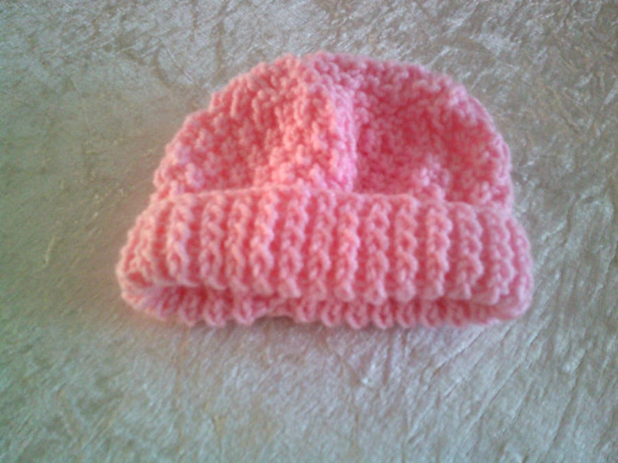 Raspberry Pink Baby Aran Hat