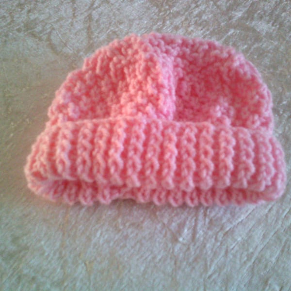 Raspberry Pink Baby Aran Hat