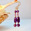 Amethyst And Swarovski Crystal Drop Earrings - Handmade In Devon