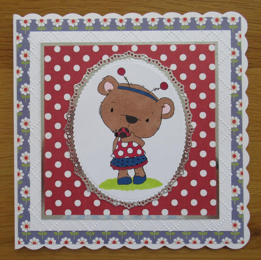 Ladybird Bear - 7x7" Any Occasion Card