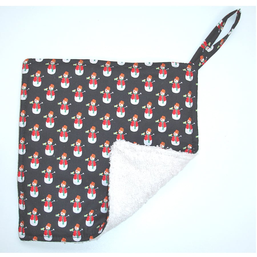 Christmas Snowman Pot Holder Potholder Kitchen Grab Mat Pad Aga Black