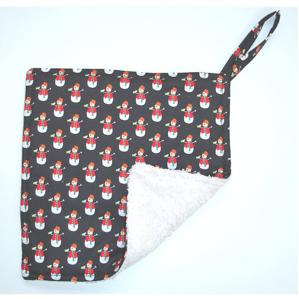 Christmas Snowman Pot Holder Potholder Kitchen Grab Mat Pad Aga Black